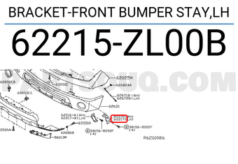 Nissan 62215ZL00B BRACKET-FRONT BUMPER STAY,LH