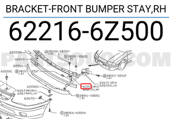 Nissan 622166Z500 BRACKET-FRONT BUMPER STAY,RH