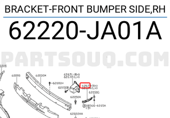 Nissan 62220JA01A BRACKET-FRONT BUMPER SIDE,RH