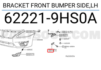 Nissan 622219HS0A BRACKET FRONT BUMPER SIDE,LH