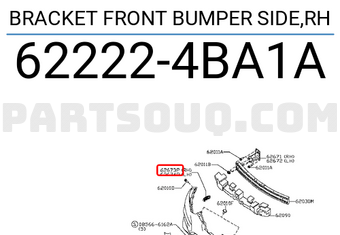 Nissan 622224BA1A BRACKET FRONT BUMPER SIDE,RH