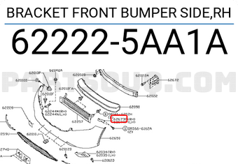 Nissan 622225AA1A BRACKET FRONT BUMPER SIDE,RH