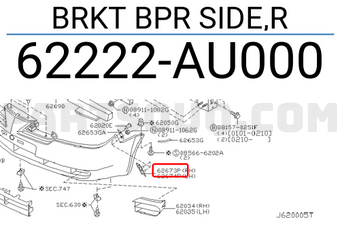 Nissan 62222AU000 BRKT BPR SIDE,R