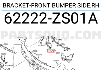 Nissan 62222ZS01A BRACKET-FRONT BUMPER SIDE,RH