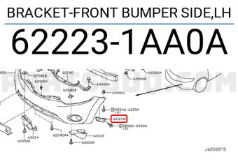 Nissan 622231AA0A BRACKET-FRONT BUMPER SIDE,LH
