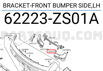 Nissan 62223ZS01A BRACKET-FRONT BUMPER SIDE,LH