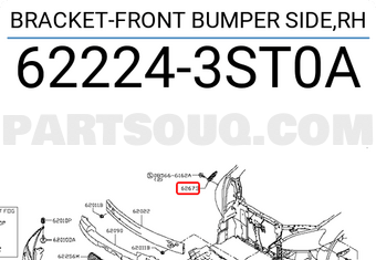 Nissan 622243ST0A BRACKET-FRONT BUMPER SIDE,RH