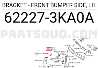 Nissan 622273KA0A BRACKET - FRONT BUMPER SIDE, LH