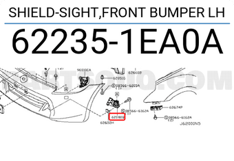 Nissan 622351EA0A SHIELD-SIGHT,FRONT BUMPER LH