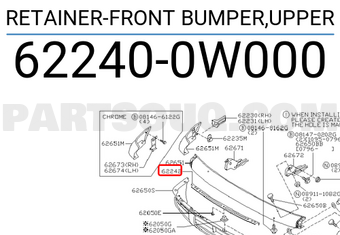 Nissan 622400W000 RETAINER-FRONT BUMPER,UPPER