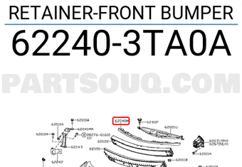 Nissan 622403TA0A RETAINER-FRONT BUMPER