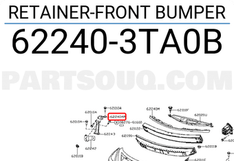 Nissan 622403TA0B RETAINER-FRONT BUMPER