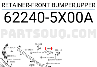 Nissan 622405X00A RETAINER-FRONT BUMPER,UPPER
