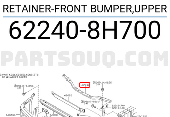 Nissan 622408H700 RETAINER-FRONT BUMPER,UPPER