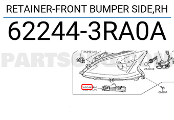 Nissan 622443RA0A RETAINER-FRONT BUMPER SIDE,RH