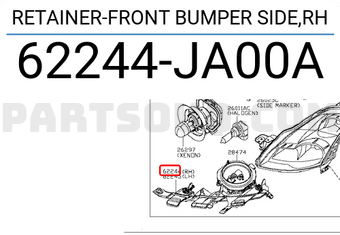 Nissan 62244JA00A RETAINER-FRONT BUMPER SIDE,RH