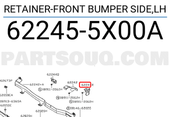Nissan 622455X00A RETAINER-FRONT BUMPER SIDE,LH