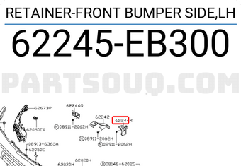 Nissan 62245EB300 RETAINER-FRONT BUMPER SIDE,LH