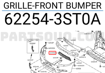 Nissan 622543ST0A GRILLE-FRONT BUMPER