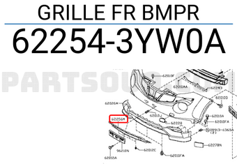 Nissan 622543YW0A GRILLE FR BMPR