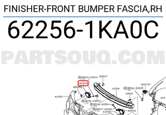 Nissan 622561KA0C FINISHER-FRONT BUMPER FASCIA,RH