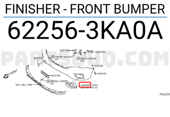 Nissan 622563KA0A FINISHER - FRONT BUMPER