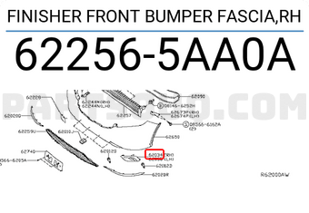 Nissan 622565AA0A FINISHER FRONT BUMPER FASCIA,RH