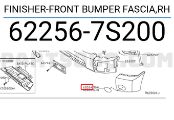 Nissan 622567S200 FINISHER-FRONT BUMPER FASCIA,RH