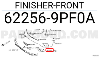 Nissan 622569PF0A FINISHER-FRONT