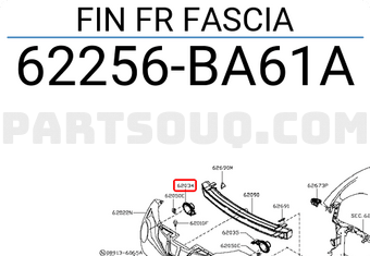 Nissan 62256BA61A FIN FR FASCIA