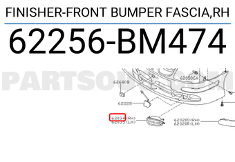 Nissan 62256BM474 FINISHER-FRONT BUMPER FASCIA,RH