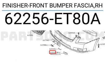 Nissan 62256ET80A FINISHER-FRONT BUMPER FASCIA,RH