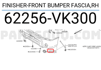 Nissan 62256VK300 FINISHER-FRONT BUMPER FASCIA,RH
