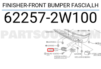 Nissan 622572W100 FINISHER-FRONT BUMPER FASCIA,LH