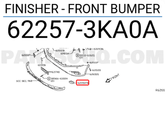Nissan 622573KA0A FINISHER - FRONT BUMPER