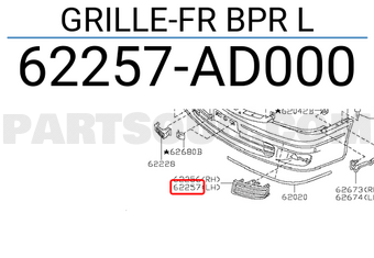 Nissan 62257AD000 GRILLE-FR BPR L