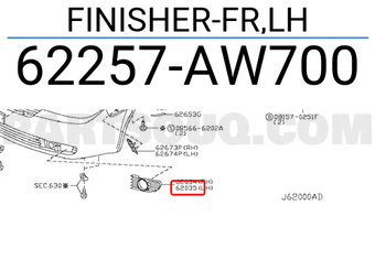Nissan 62257AW700 FINISHER-FR,LH