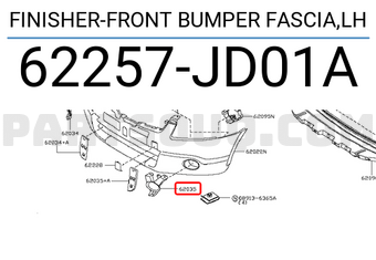 Nissan 62257JD01A FINISHER-FRONT BUMPER FASCIA,LH