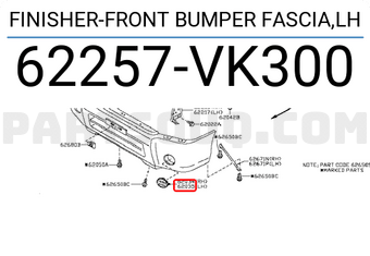 Nissan 62257VK300 FINISHER-FRONT BUMPER FASCIA,LH