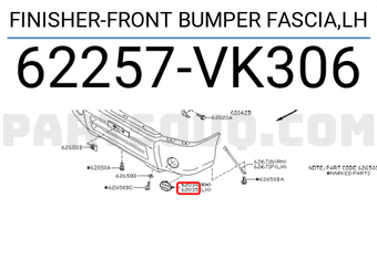 Nissan 62257VK306 FINISHER-FRONT BUMPER FASCIA,LH