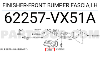 Nissan 62257VX51A FINISHER-FRONT BUMPER FASCIA,LH