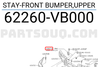 Nissan 62260VB000 STAY-FRONT BUMPER,UPPER