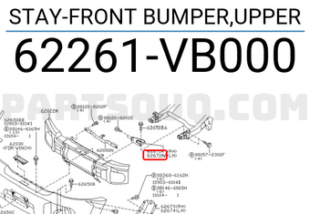 Nissan 62261VB000 STAY-FRONT BUMPER,UPPER