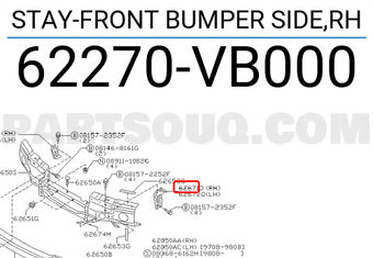 Nissan 62270VB000 STAY-FRONT BUMPER SIDE,RH