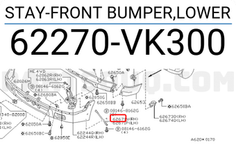 Nissan 62270VK300 STAY-FRONT BUMPER,LOWER