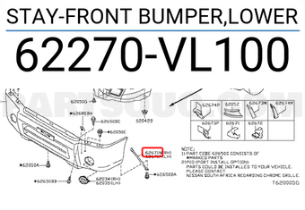 Nissan 62270VL100 STAY-FRONT BUMPER,LOWER