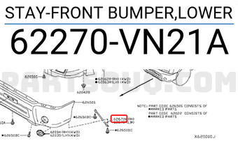 Nissan 62270VN21A STAY-FRONT BUMPER,LOWER