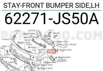 Nissan 62271JS50A STAY-FRONT BUMPER SIDE,LH