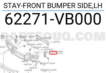Nissan 62271VB000 STAY-FRONT BUMPER SIDE,LH