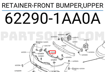 Nissan 622901AA0A RETAINER-FRONT BUMPER,UPPER